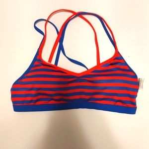 2/$15 Nike Sports Double Strap Striped Bikini Top Only - Large